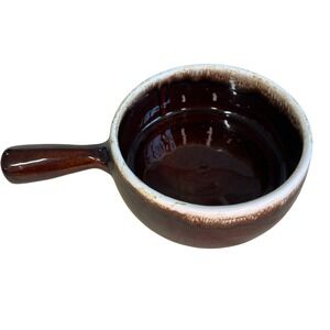 Pfaltzgraff Gourmet Brown Drip Glaze 8" Casserole Dish w/ Handle Vintage Soup